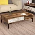 COFFEE TABLE FK9503.05 MELAMINE WALNUT-WHITE MARBLE LOOK & METAL LEGS 105x60x32.6Hcm. COFFEE TABLE FK9503.05 MELAMINE WALNUT-WHITE MARBLE LOOK & METAL LEGS 105x60x32.6Hcm.