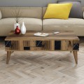 COFFEE TABLE FK9504.02 MELAMINE IN WALNUT-BLACK MARBLE LOOK 105x60x37.6Hcm. COFFEE TABLE FK9504.02 MELAMINE IN WALNUT-BLACK MARBLE LOOK 105x60x37.6Hcm.