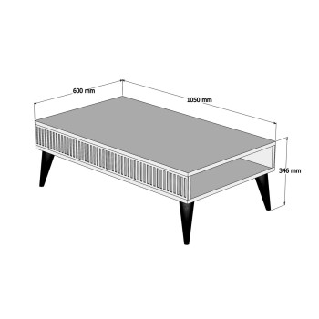 COFFEE TABLE FK9505.01 MELAMINE IN WALNUT COLOR WITH WHITE SIDES 105x60x34.6Hcm.