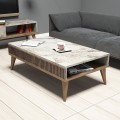 COFFEE TABLE FK9505.03 MELAMINE IN WALNUT-WHITE MARBLE-LOOK TOP 105x60x34.6Hcm. COFFEE TABLE FK9505.03 MELAMINE IN WALNUT-WHITE MARBLE-LOOK TOP 105x60x34.6Hcm.