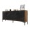 BUFFET FK9428.03 MELAMINE WALNUT WITH BLACK MARBLE-LOOK DOORS 180x35x78Hcm.