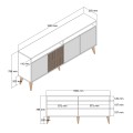 BUFFET MELAMINE FK9431.05 IN WALNUT WITH BLACK MARBLE-LOOK DOORS 180x35x78.6Hcm. BUFFET MELAMINE FK9431.05 IN WALNUT WITH BLACK MARBLE-LOOK DOORS 180x35x78.6Hcm.