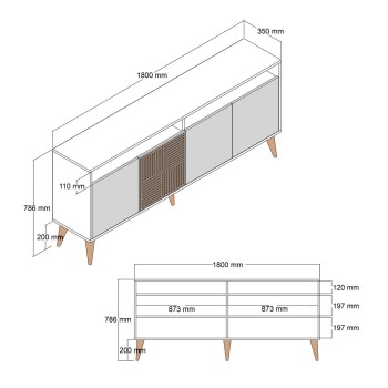 BUFFET MELAMINE FK9431.05 IN WALNUT WITH BLACK MARBLE-LOOK DOORS 180x35x78.6Hcm. BUFFET MELAMINE FK9431.05 IN WALNUT WITH BLACK MARBLE-LOOK DOORS 180x35x78.6Hcm.