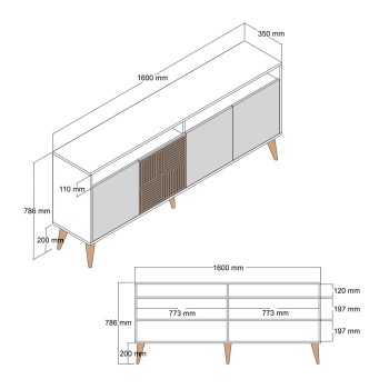 BUFFET MELAMINE FK9506.02 WALNUT WITH BLACK MARBLE-LOOK DOORS 160x35x78Hcm. BUFFET MELAMINE FK9506.02 WALNUT WITH BLACK MARBLE-LOOK DOORS 160x35x78Hcm.