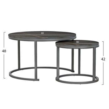 COFFEE TABLES SET 2PCS MDF BLACK MARBLE LOOK BLACK METALLIC LEGS Φ80x48cm.FK8763.13 COFFEE TABLES SET 2PCS MDF BLACK MARBLE LOOK BLACK METALLIC LEGS Φ80x48cm.FK8763.13
