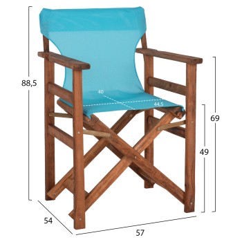 DIRECTOR'S CHAIR LIMNOS FK10368.08 IN WALNUT COLOR AND SKY BLUE TEXTILENE 57x54x88,5Hcm. DIRECTOR'S CHAIR LIMNOS FK10368.08 IN WALNUT COLOR AND SKY BLUE TEXTILENE 57x54x88,5Hcm.