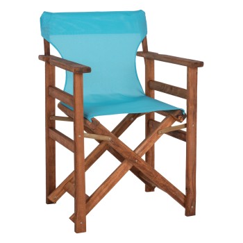 DIRECTOR'S CHAIR LIMNOS FK10368.08 IN WALNUT COLOR AND SKY BLUE TEXTILENE 57x54x88,5Hcm.