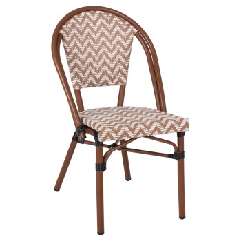 CHAIR ALUMINUM FK5860.03 BROWN BAMBOO LOOK TEXTILENE BEIGE-WHITE 50x54x84,5Ηcm.m.