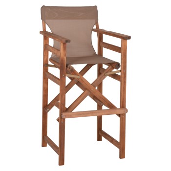 DIRECTOR'S BAR STOOL LIMNOS IN WALNUT COLOR WITH TEXTILENE IN MOCHA FK10374.04 58x58x118Hcm.