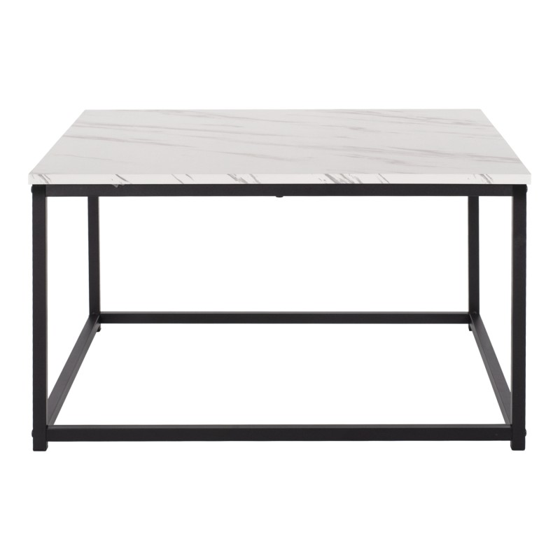 COFFEE TABLE BRAYLEN FK8942.12 SQUARE MELAMINE IN WHITE MARBLE LOOK- BLACK BASE 75x75x43Hcm.