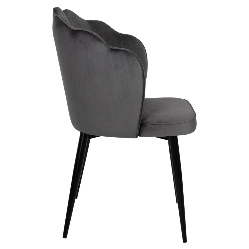 CHAIR AVIE FK8737.01 METALLIC FRAME AND GREY VELVET 48x48x85Hcm.