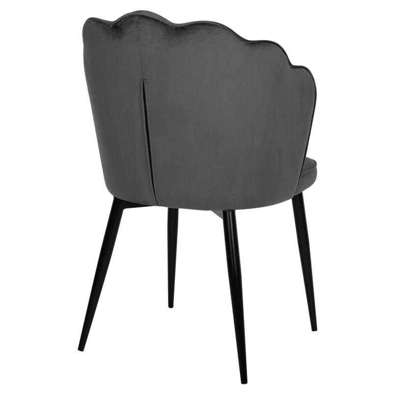 CHAIR AVIE FK8737.01 METALLIC FRAME AND GREY VELVET 48x48x85Hcm.