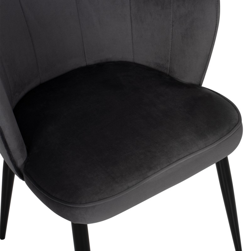 CHAIR AVIE FK8737.01 METALLIC FRAME AND GREY VELVET 48x48x85Hcm.