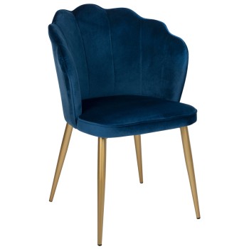 CHAIR AVIE FK8737.08 METALLIC WITH BLUE VELVET AND GOLDEN LEGS 48x48x85Ηcm.