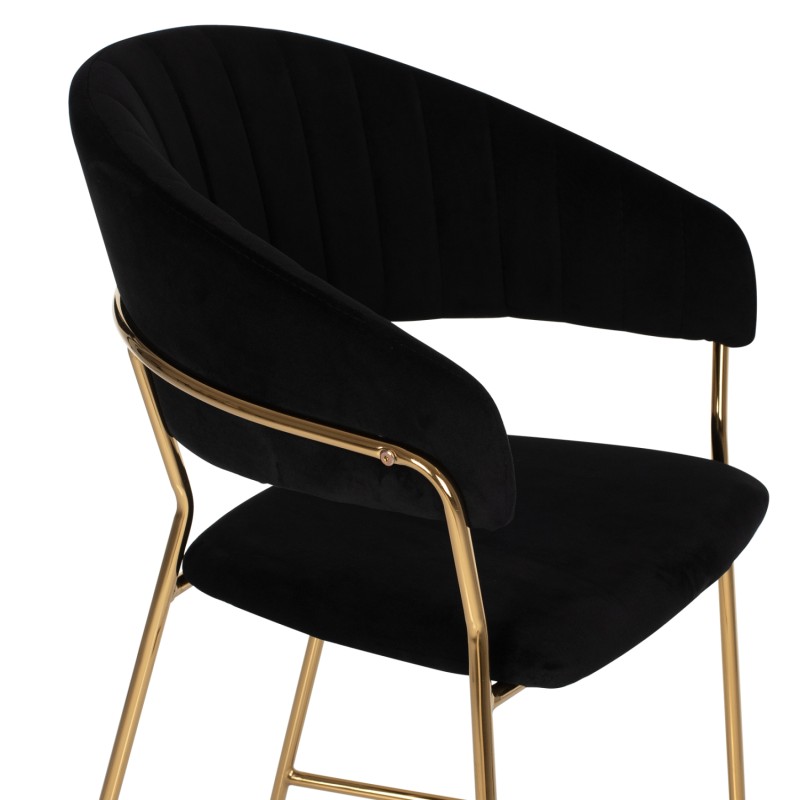 BAR STOOL THEODORE FK8734.04 BLACK VELVET GOLD METAL FRAME 60x55x100Hcm. BAR STOOL THEODORE FK8734.04 BLACK VELVET GOLD METAL FRAME 60x55x100Hcm.