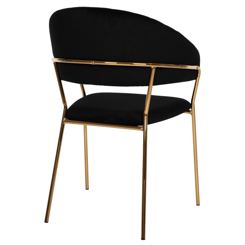 ARMCHAIR THEODORE FK8520.04 BLACK VELVET AND GOLDEN FRAME 55Χ50Χ82Hcm. ARMCHAIR THEODORE FK8520.04 BLACK VELVET AND GOLDEN FRAME 55Χ50Χ82Hcm.