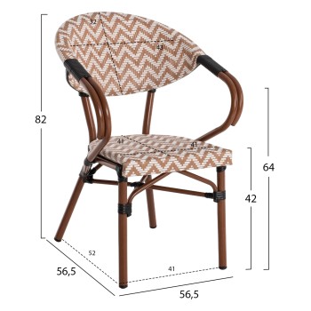 ARMCHAIR ALUMINUM FK5861.03 BAMBOO LOOK BROWN-WHITE56.58.5x58x82Η cm. ARMCHAIR ALUMINUM FK5861.03 BAMBOO LOOK BROWN-WHITE56.58.5x58x82Η cm.
