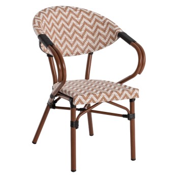 ARMCHAIR ALUMINUM FK5861.03 BAMBOO LOOK BROWN-WHITE56.58.5x58x82Η cm.