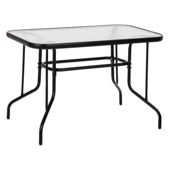 OUTDOOR METALLIC TABLE ADAM FK5020.03 BLACK WITH REINFORCED GLASS TOP 110Χ60Χ71Hcm.