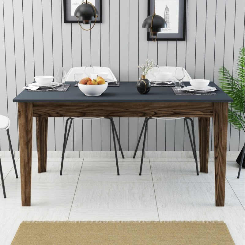 DINING TABLE STANDARD FK9507.01 MELAMINE WALNUT-ANTHRACITE WITH STORAGE SPACE 145x88x75Hcm.