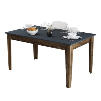 DINING TABLE STANDARD FK9507.01 MELAMINE WALNUT-ANTHRACITE WITH STORAGE SPACE 145x88x75Hcm.