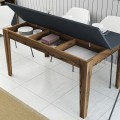 DINING TABLE STANDARD FK9507.01 MELAMINE WALNUT-ANTHRACITE WITH STORAGE SPACE 145x88x75Hcm.