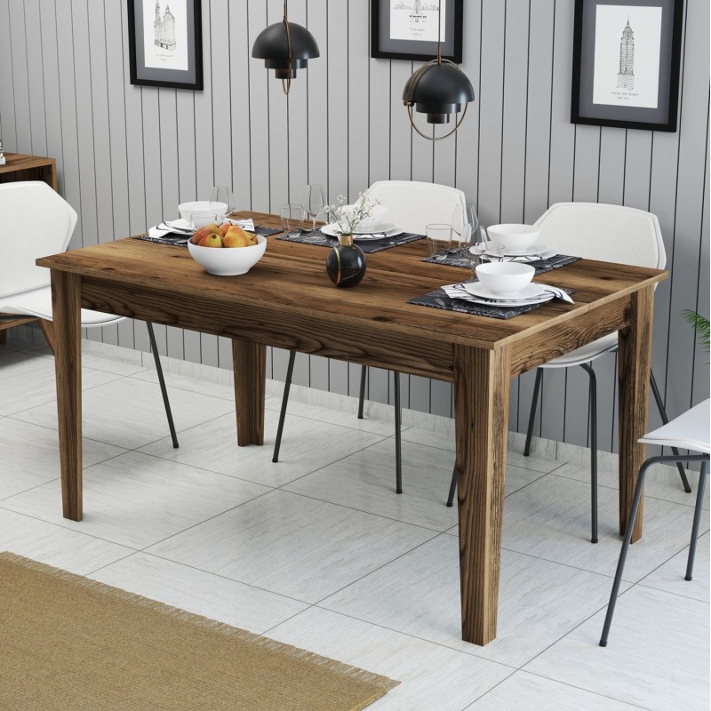 DINING TABLE STANDARD FK9507.04 MELAMINE WALNUT WITH STORAGE SPACE 145x88x75Hcm.