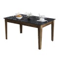 DINING TABLE STANDARD FK9507.05 MELAMINE WALNUT-BLACK MARBLE-LOOK WITH STORAGE SPACE 145x88x75Hcm.