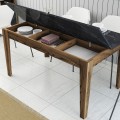 DINING TABLE STANDARD FK9507.05 MELAMINE WALNUT-BLACK MARBLE-LOOK WITH STORAGE SPACE 145x88x75Hcm.