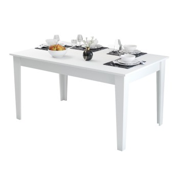 DINING TABLE STANDARD FK9507.06 MELAMINE WΗΙΤΕ WITH STORAGE SPACE 145x88x75Hcm.