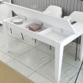 DINING TABLE STANDARD FK9507.06 MELAMINE WΗΙΤΕ WITH STORAGE SPACE 145x88x75Hcm.