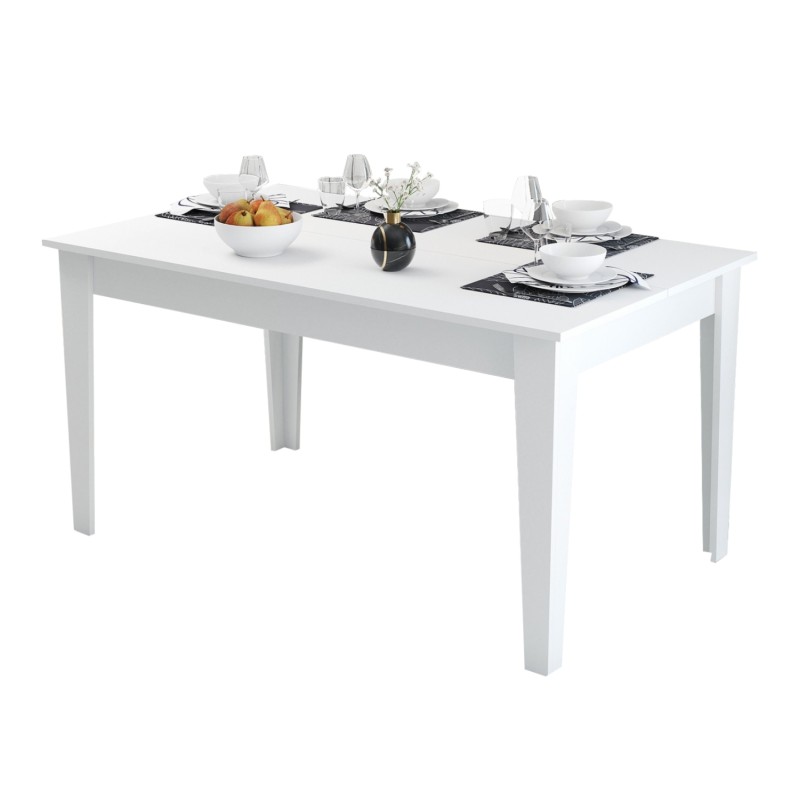 DINING TABLE STANDARD FK9507.06 MELAMINE WΗΙΤΕ WITH STORAGE SPACE 145x88x75Hcm.