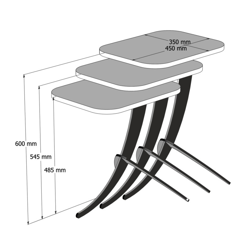 SIDE TABLES 3PCS FK9508.02 MELAMINE BLACK MARBLE LOOK-BLACK METAL LEGS 35x45x60Hcm. SIDE TABLES 3PCS FK9508.02 MELAMINE BLACK MARBLE LOOK-BLACK METAL LEGS 35x45x60Hcm.