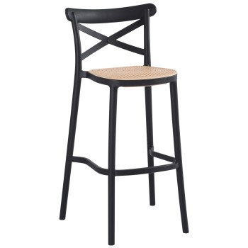 BAR STOOL CONN FK5933.02 POLYPROPYLENE WITH BACKREST BLACK AND BEIGE SEAT 41x49x102Hcm.