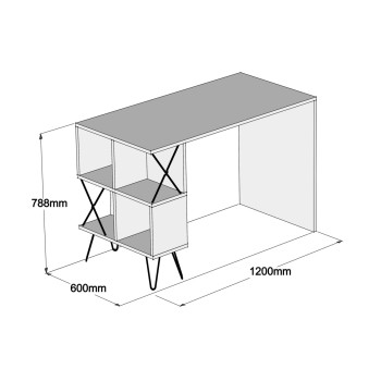STUDY DESK FK9509.01 MELAMINE NATURAL OAK WITH SHELVES 120x60x78.8Hcm. STUDY DESK FK9509.01 MELAMINE NATURAL OAK WITH SHELVES 120x60x78.8Hcm.