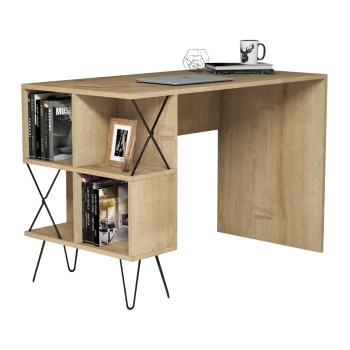 STUDY DESK FK9509.01 MELAMINE NATURAL OAK WITH SHELVES 120x60x78.8Hcm.