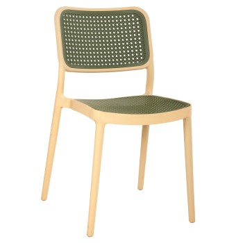 CHAIR POLYPROPYLENE MEKO FK5934.04 BEIGE AND OLIVE GREEN 51x52x80Hcm.