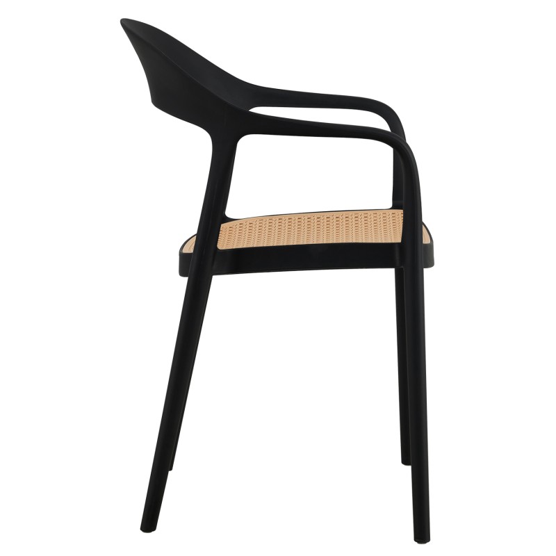 ARMCHAIR POLYPROPYLENE CLEO FK5935.02 BLACK WITH BEIGE SEAT 57x53x81Hcm. ARMCHAIR POLYPROPYLENE CLEO FK5935.02 BLACK WITH BEIGE SEAT 57x53x81Hcm.