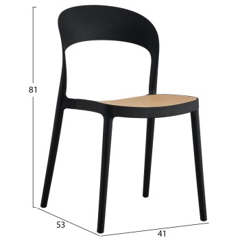 CHAIR POLYPROPYLENE CLEO FK5936.02 BLACK-BEIGE 41x53x81Hcm.