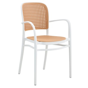 ARMCHAIR POLYPROPYLENE FLOW FK5938.01 WHITE AND BEIGE 55x53x86Hcm.