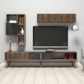 TV FURNITURE SET FK9438.03 MELAMINE IN WALNUT-BLACK MARBLE 180x35x40Hcm. TV FURNITURE SET FK9438.03 MELAMINE IN WALNUT-BLACK MARBLE 180x35x40Hcm.
