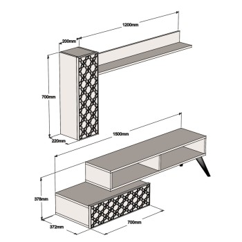 TV FURNITURE SET FK9518.02 MELAMINE IN WALNUT AND CREAM 150x37.2x37.8Hcm. TV FURNITURE SET FK9518.02 MELAMINE IN WALNUT AND CREAM 150x37.2x37.8Hcm.