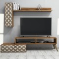 TV FURNITURE SET FK9518.02 MELAMINE IN WALNUT AND CREAM 150x37.2x37.8Hcm. TV FURNITURE SET FK9518.02 MELAMINE IN WALNUT AND CREAM 150x37.2x37.8Hcm.