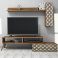 TV FURNITURE SET FK9518.02 MELAMINE IN WALNUT AND CREAM 150x37.2x37.8Hcm. TV FURNITURE SET FK9518.02 MELAMINE IN WALNUT AND CREAM 150x37.2x37.8Hcm.