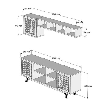TV FURNITURE SET FK9513.03 MELAMINE IN WALNUT AND WHITE 160x35x56.2Hcm. TV FURNITURE SET FK9513.03 MELAMINE IN WALNUT AND WHITE 160x35x56.2Hcm.
