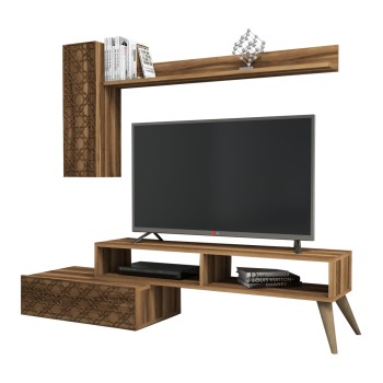 TV FURNITURE SET FK9518.03 MELAMINE IN WALNUT COLOR 150x37.2x37.8Hcm.