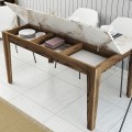 DINING TABLE STANDARD FK9507.03 MELAMINE WALNUT-WHITE MARBLE-LOOK WITH STORAGE SPACE 145x88x75Hcm. DINING TABLE STANDARD FK9507.03 MELAMINE WALNUT-WHITE MARBLE-LOOK WITH STORAGE SPACE 145x88x75Hcm.