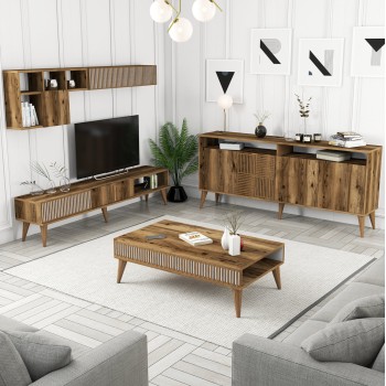 LIVING ROOM COMPOSITION FK11845.01 3PCS WALNUT-WHITE LIVING ROOM COMPOSITION FK11845.01 3PCS WALNUT-WHITE