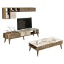 LIVING ROOM COMPOSITION FK11847.03 2PCS IN WALNUT-WHITE MARBLE LOOK