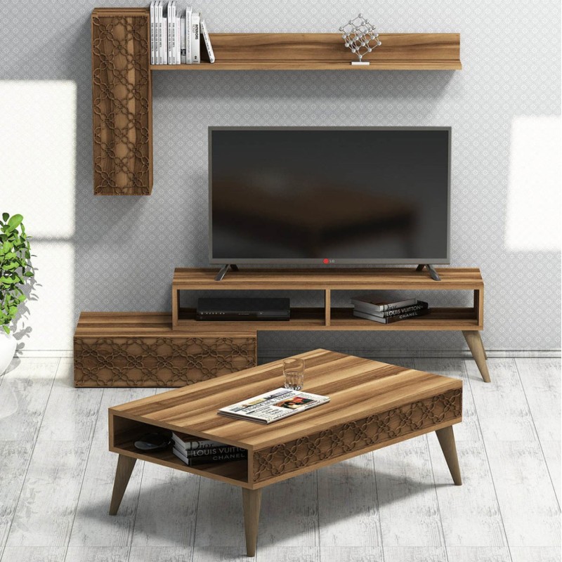 LIVING ROOM COMPOSITION FK11850.01 2PCS MELAMINE IN WALNUT LIVING ROOM COMPOSITION FK11850.01 2PCS MELAMINE IN WALNUT